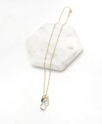 Gold Black Gem Drop Necklace