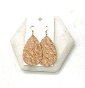 Camel Leather Teardrop Earrings