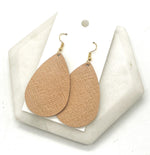 Camel Leather Teardrop Earrings