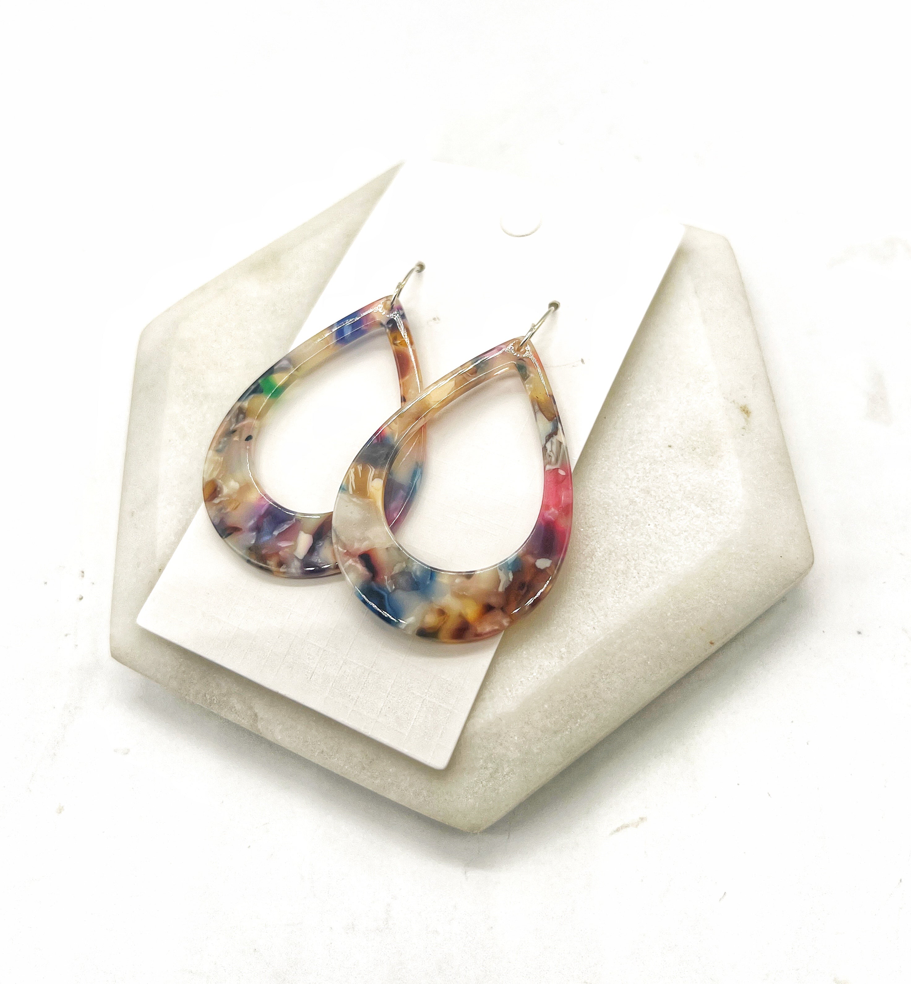 Multi-Color Acrylic Teardrop Earrings