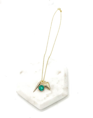 Emerald Green Spike Heart Necklace