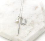 Silver Horseshoe Pearl Necklace