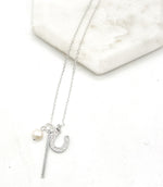 Silver Horseshoe Pearl Necklace