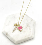 Pink Heart Spike Necklace