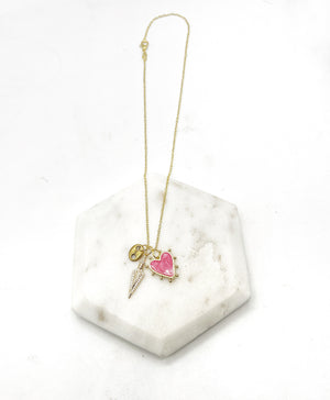 Pink Heart Spike Necklace