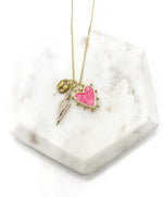 Pink Heart Spike Necklace