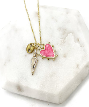 Pink Heart Spike Necklace