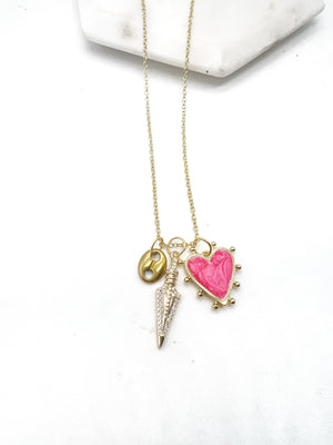 Pink Heart Spike Necklace