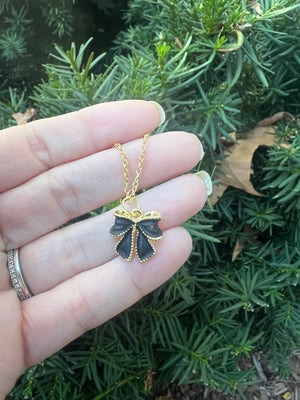 Black Bow Necklace