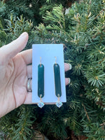 Cora Emerald Green Cork Leather and CZ Dangle Earrings