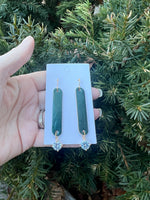 Cora Emerald Green Cork Leather and CZ Dangle Earrings