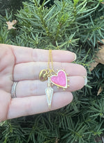 Pink Heart Spike Necklace