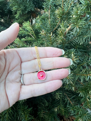 Red Star Enamel Charm Necklace