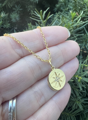 Gold Star Medallion Necklace