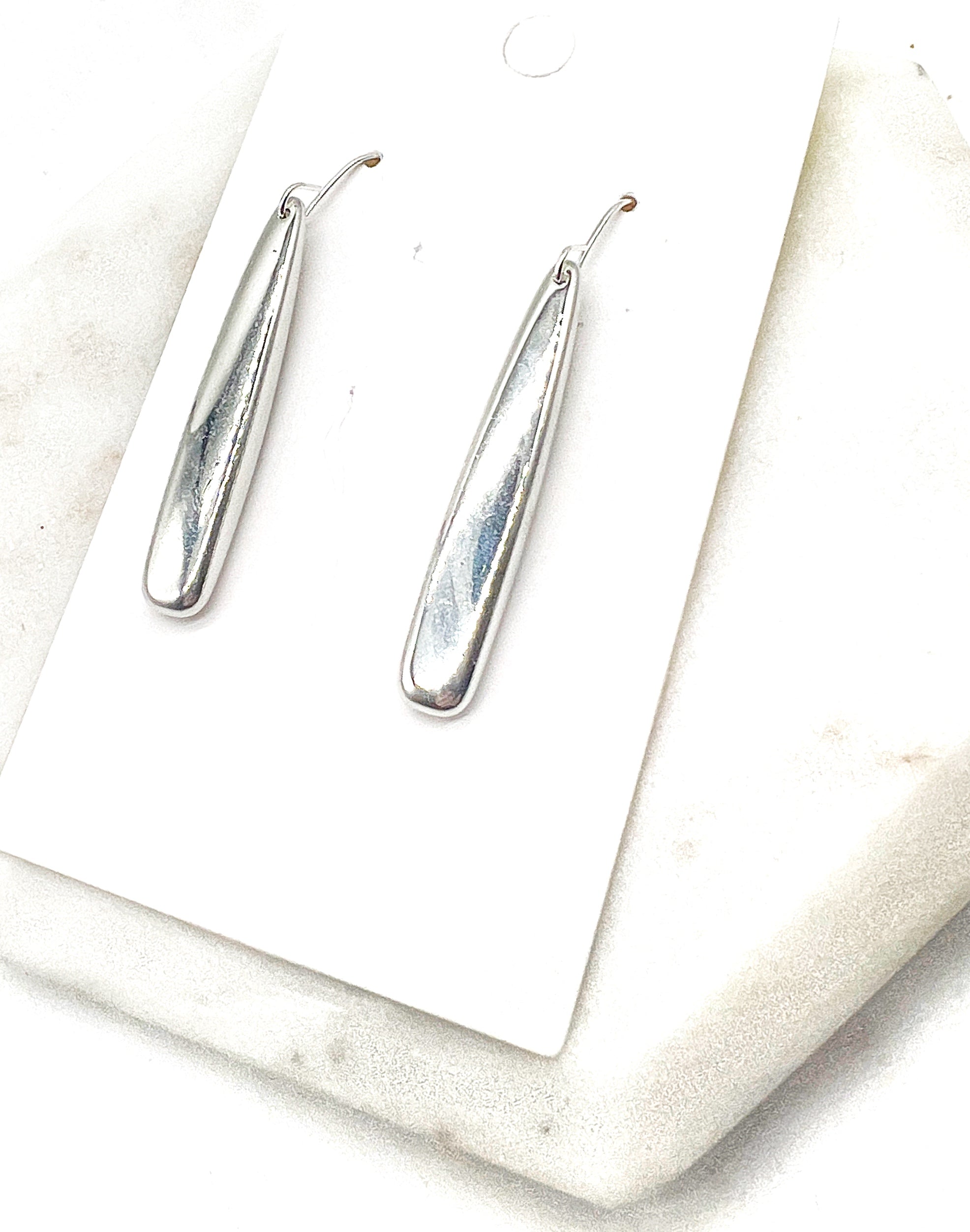 Silver Chrome Pixie Acrylic Earrings