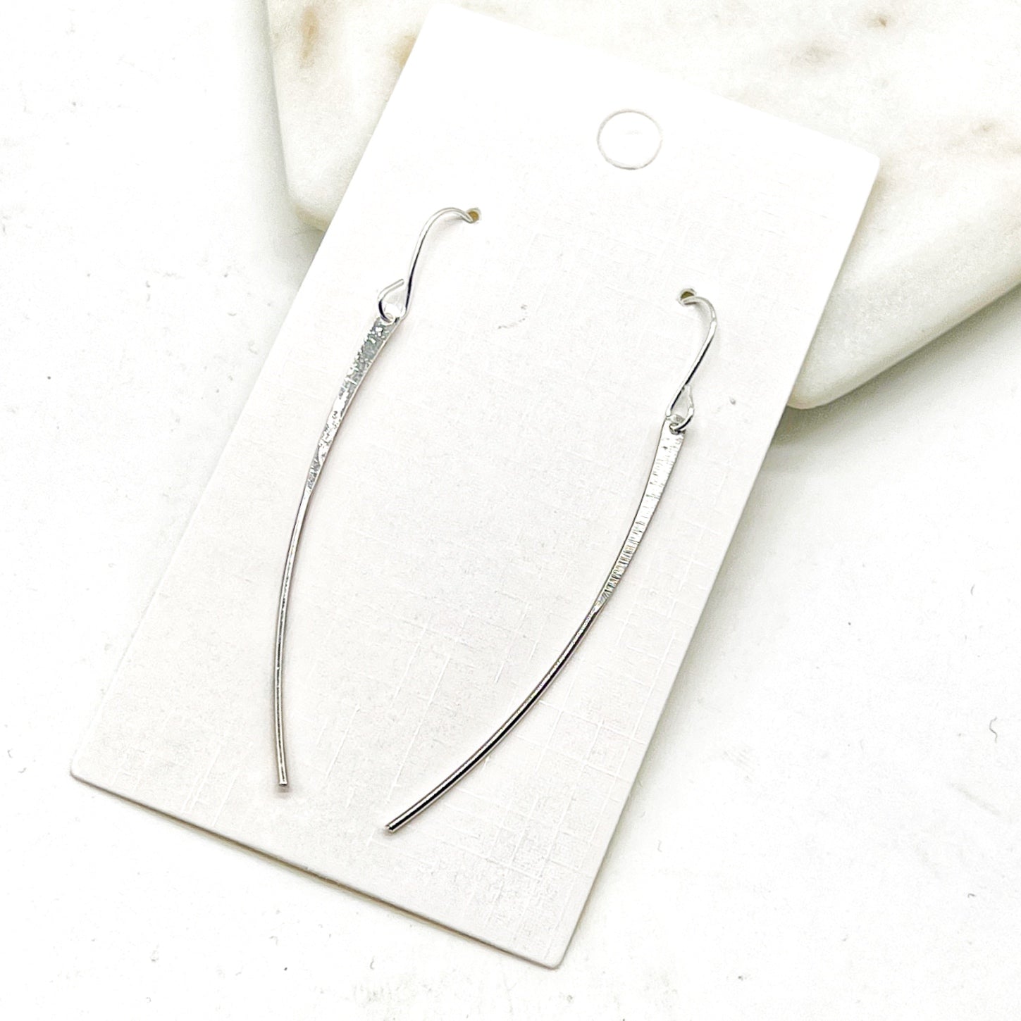 Silver Curved Accent Metal Earrings