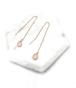 Pink Gold Gemstone Threader Earrings