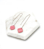 Pink Peach Diamond Threader Earrings