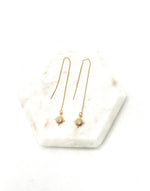 Gold CZ Sunburst Threader Earrings