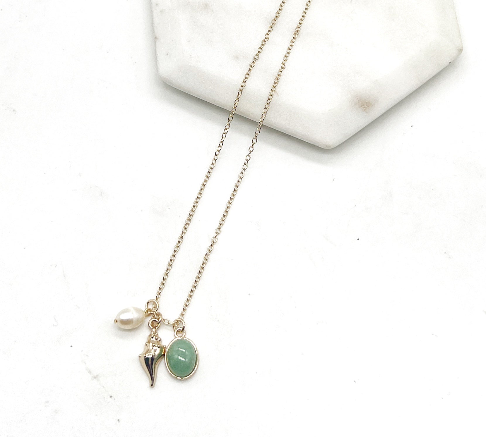 Sage Green Pearl Shell Necklace