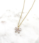 Gold CZ Bow Necklace