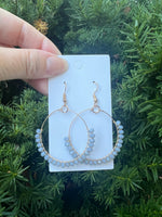 Grey Crystal Beaded Hoop Earrings