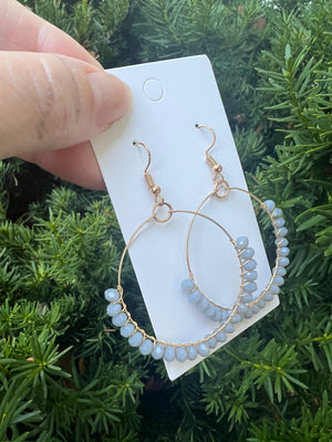 Grey Crystal Beaded Hoop Earrings