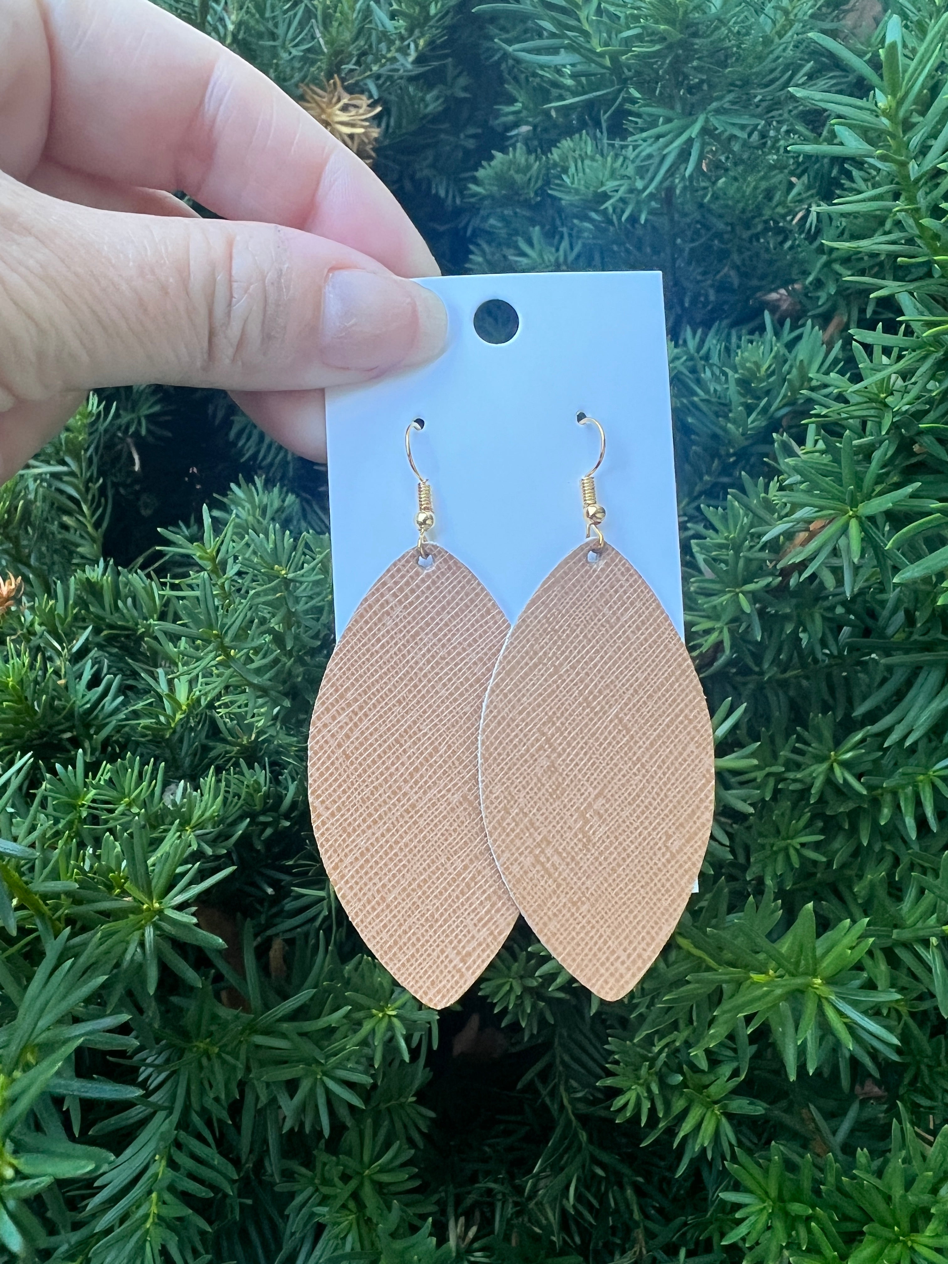 Camel Marquis Leather Earrings