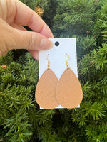 Camel Leather Teardrop Earrings