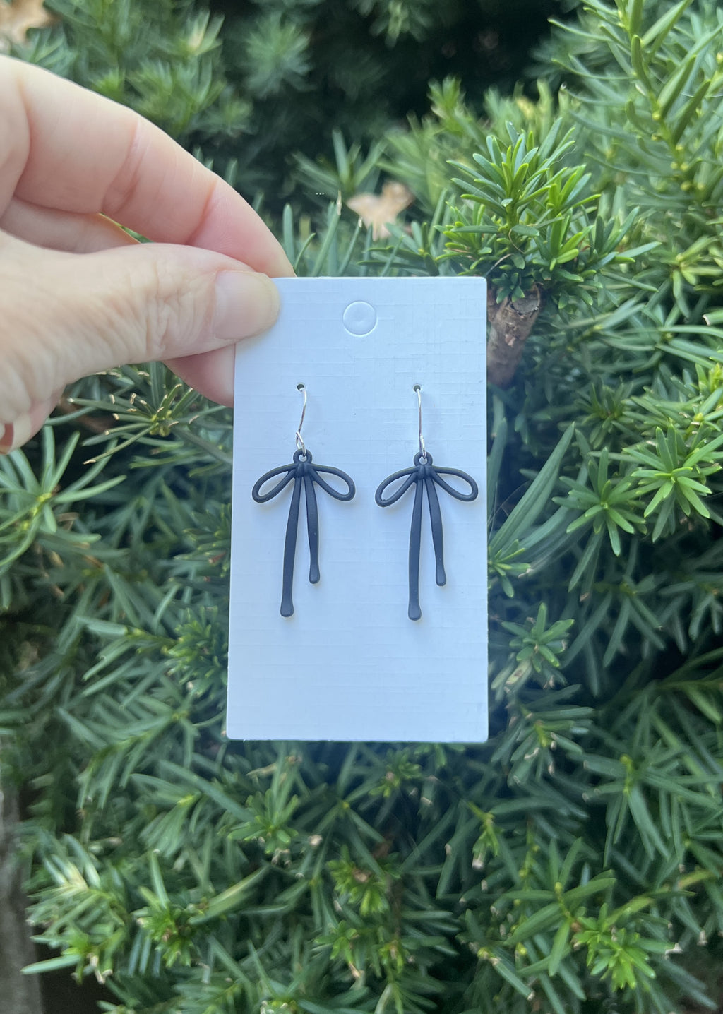 Black Metal Bow Earrings