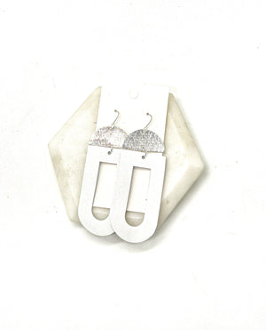 White Della Leather Earrings