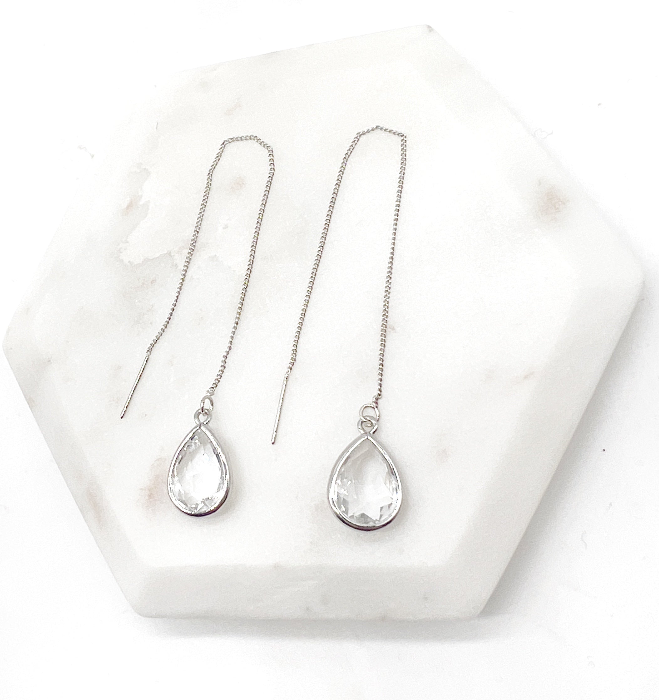 Crystal Drop Threader Earrings