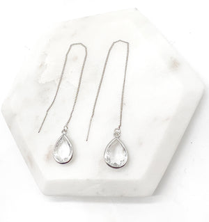 Crystal Drop Threader Earrings