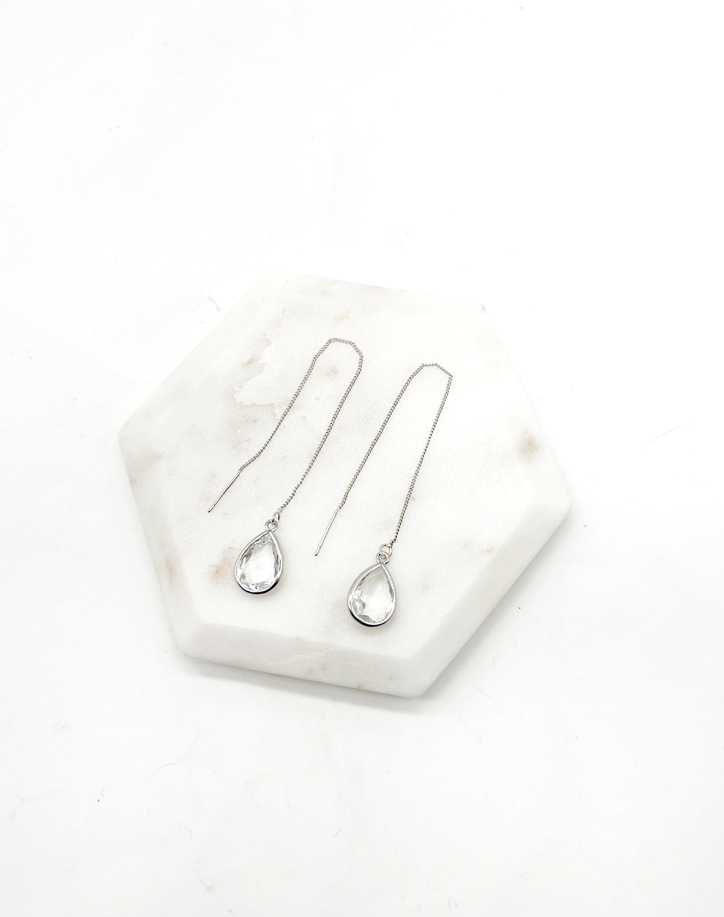 Crystal Drop Threader Earrings