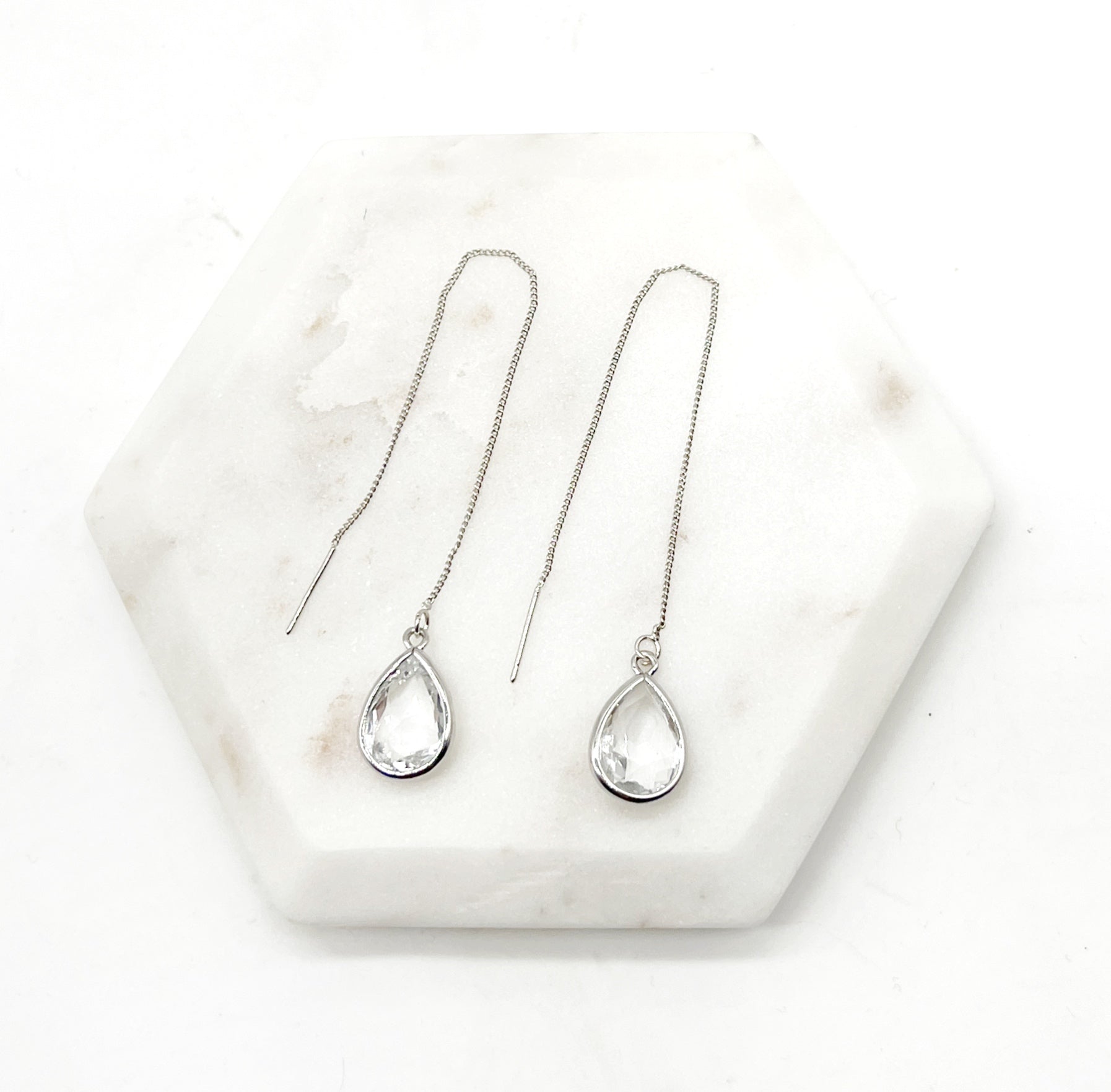 Crystal Drop Threader Earrings