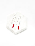 Red Drop Threader Earrings