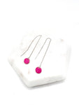 Hot Pink Disc Threader Earrings