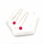 Red Disc Threader Earrings