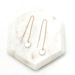 White Disc Threader Earrings