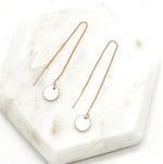 White Disc Threader Earrings