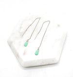 Aqua Green Drop Threader Earrings