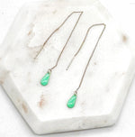 Aqua Green Drop Threader Earrings