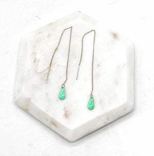 Aqua Green Drop Threader Earrings