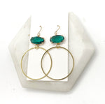 Emerald Green Gem Hoop Earrings