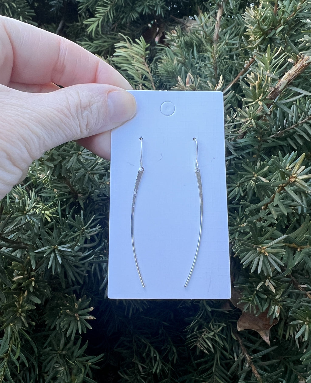 Silver Curved Accent Metal Earrings