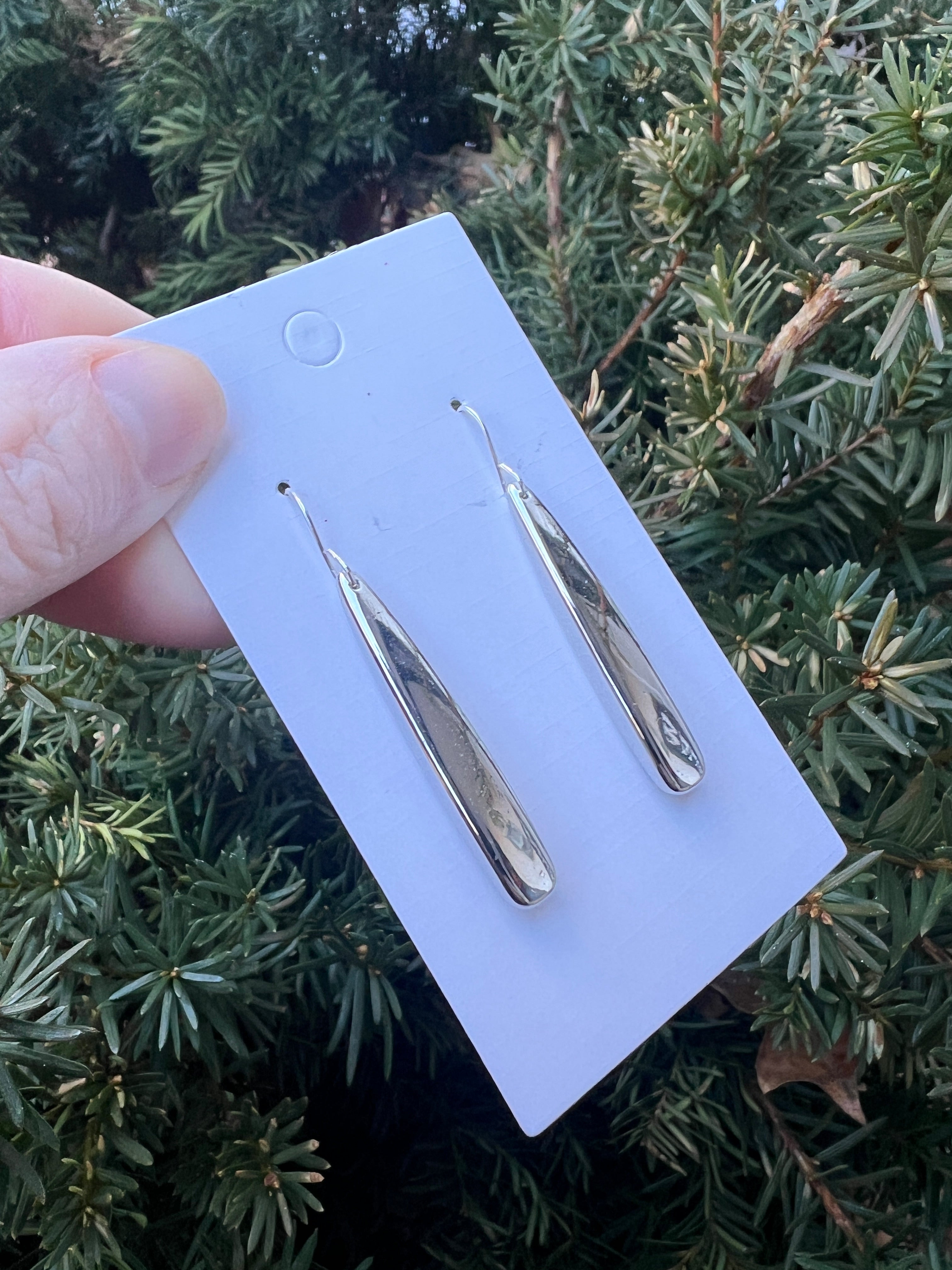 Silver Chrome Pixie Acrylic Earrings