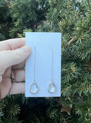 Crystal Drop Threader Earrings