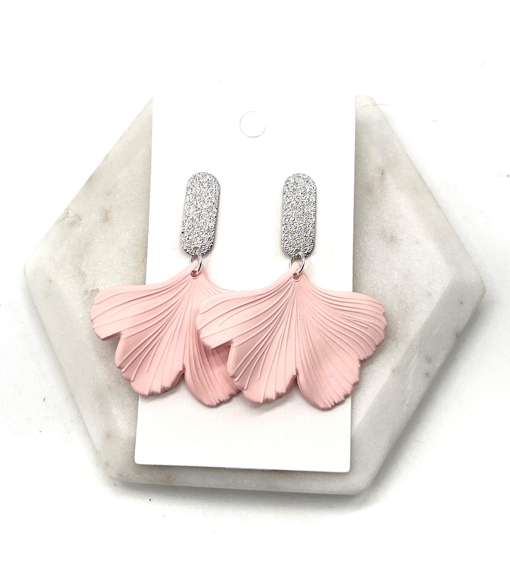 Blush Pink Ginkgo Leaf Earrings