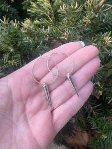 Silver Spike Hoop Earrings