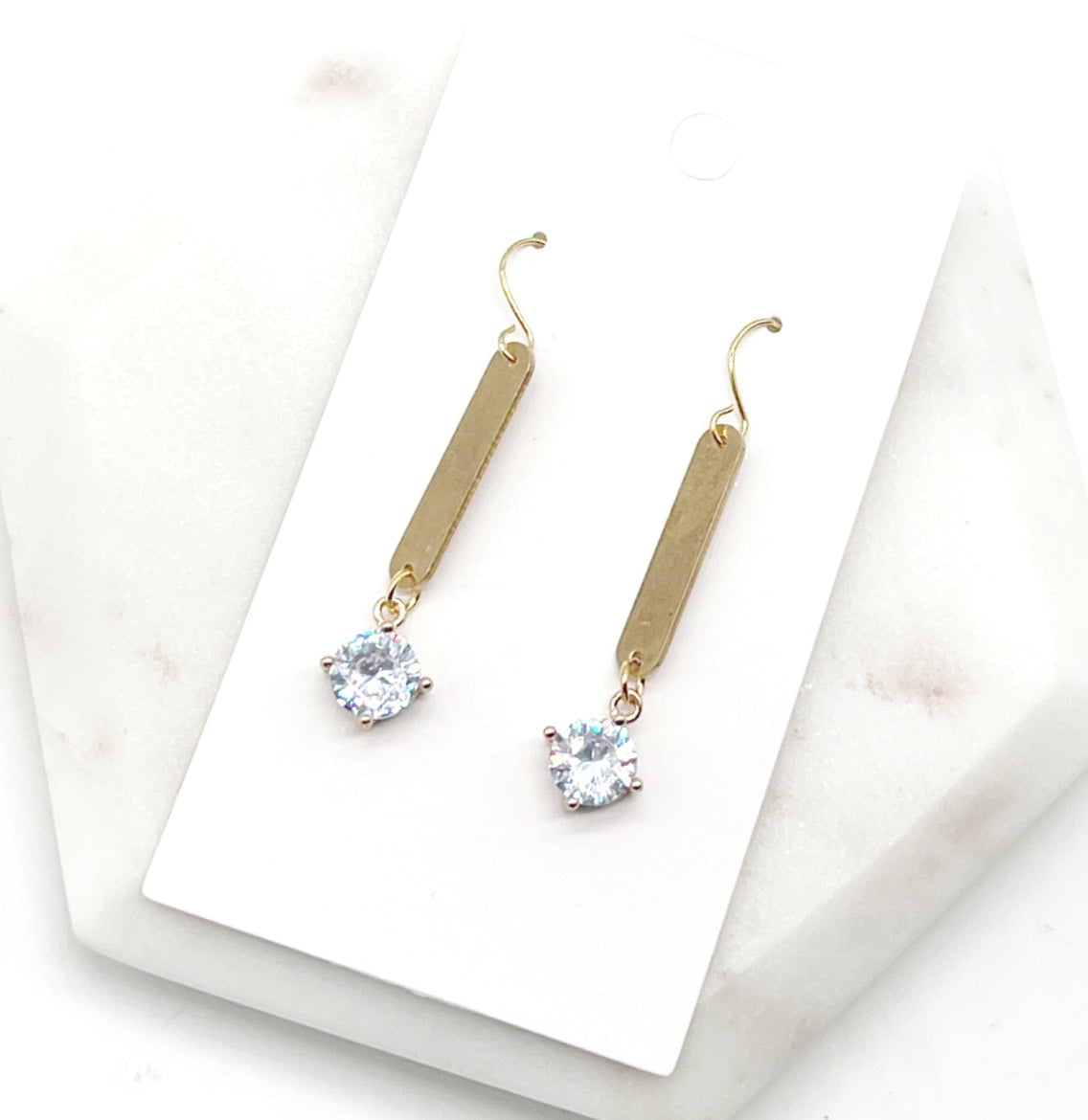 Cora Gold Mini Metal and CZ Drop Earrings